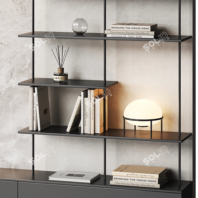 Modern TV Wall Shelf with Samsung Soundbar 3D model image 2