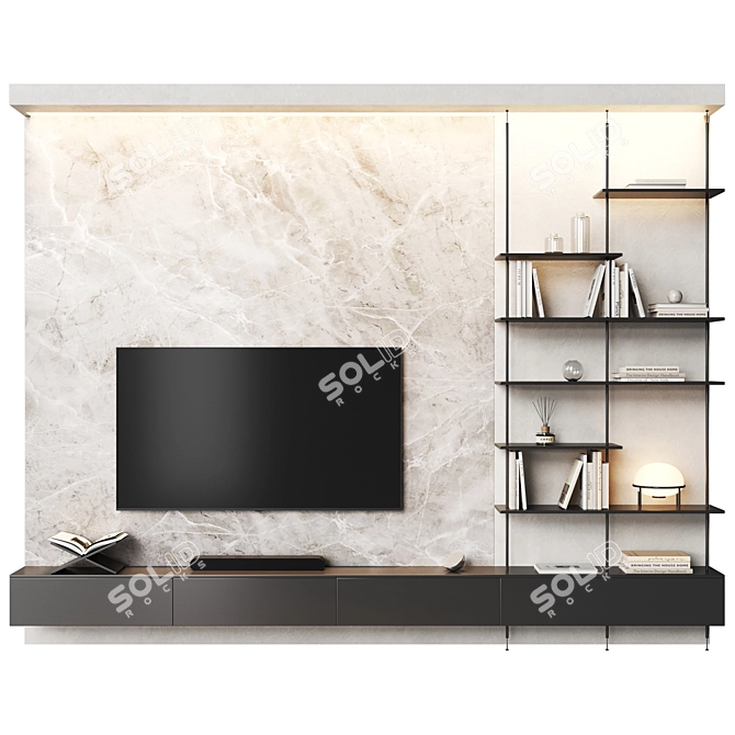 Modern TV Wall Shelf with Samsung Soundbar 3D model image 4