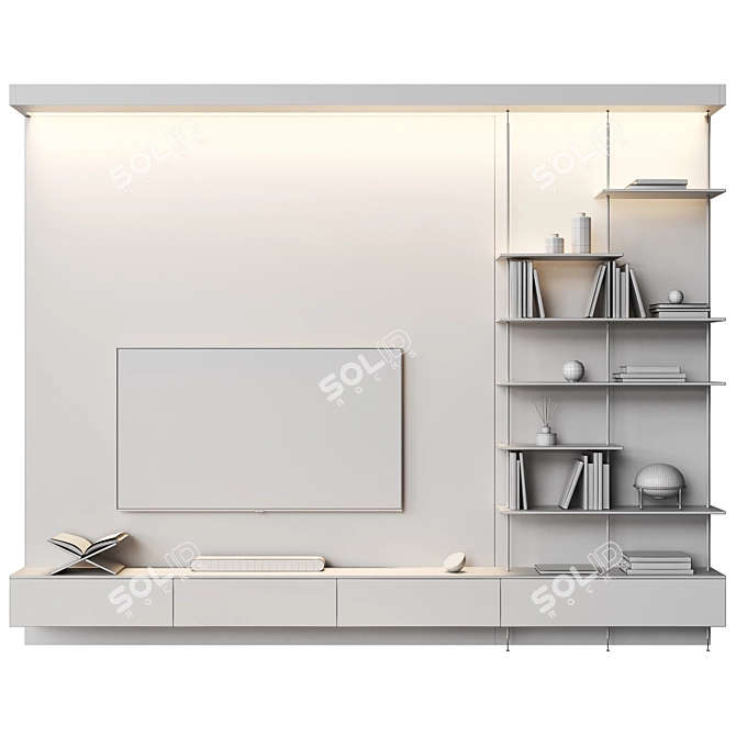 Modern TV Wall Shelf with Samsung Soundbar 3D model image 5