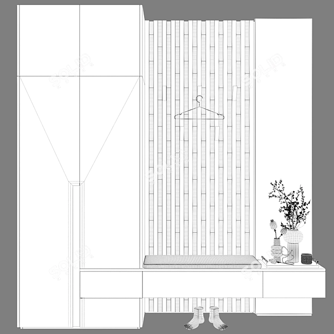 Title: Modern Minimalist Entryway Set 3D model image 7