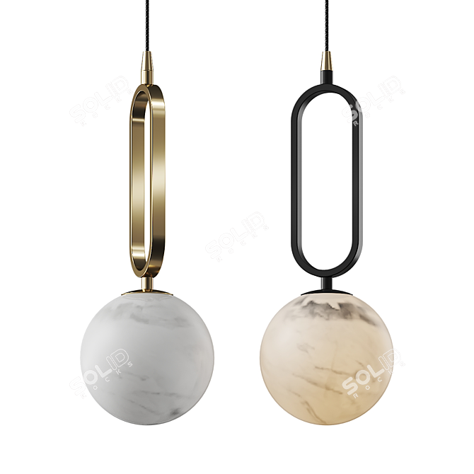 Modern Alabaster Pendant Light Fixture 3D model image 1