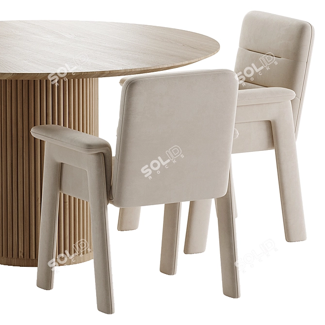 Modern Dining Set in White 3D model image 4