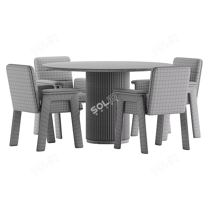 Modern Dining Set in White 3D model image 5