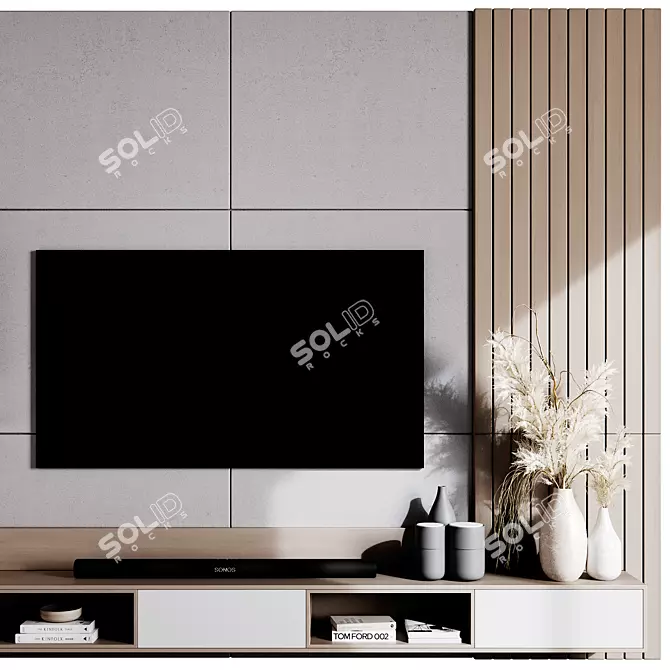 Modern TV Wall Mount Stand 3D model image 4