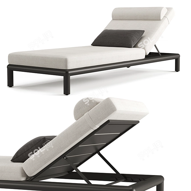 Modern Aluminum Poolside Chaise 3D model image 1