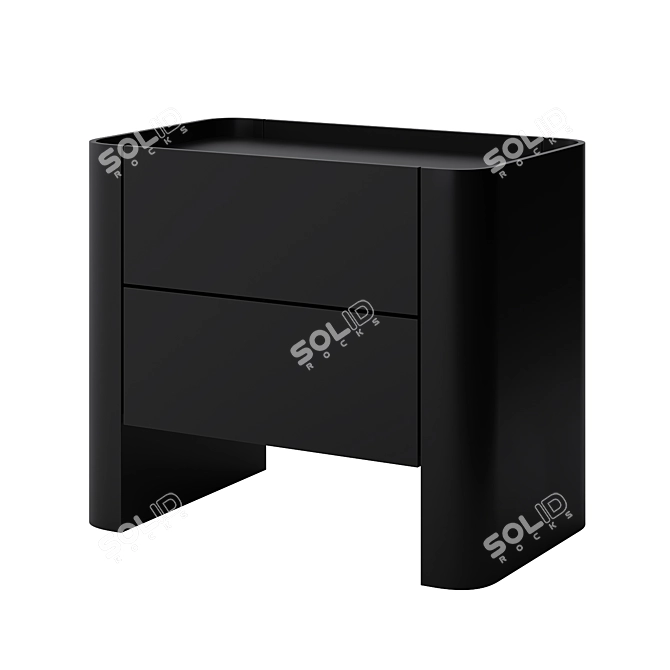 Sleek Matte Black Bedside Table 3D model image 3