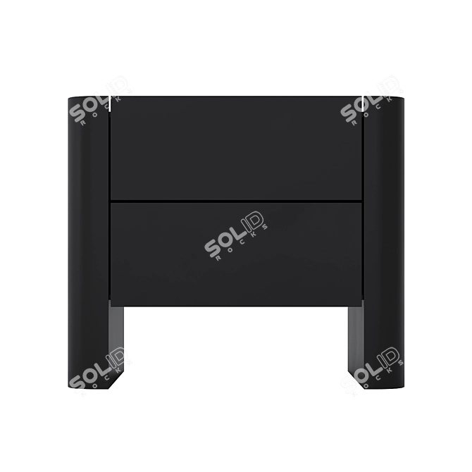 Sleek Matte Black Bedside Table 3D model image 4