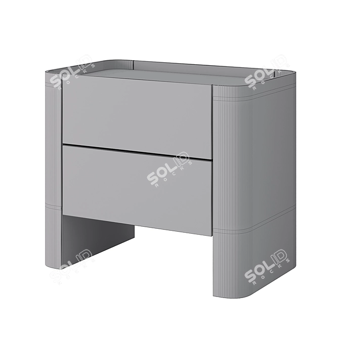 Sleek Matte Black Bedside Table 3D model image 1