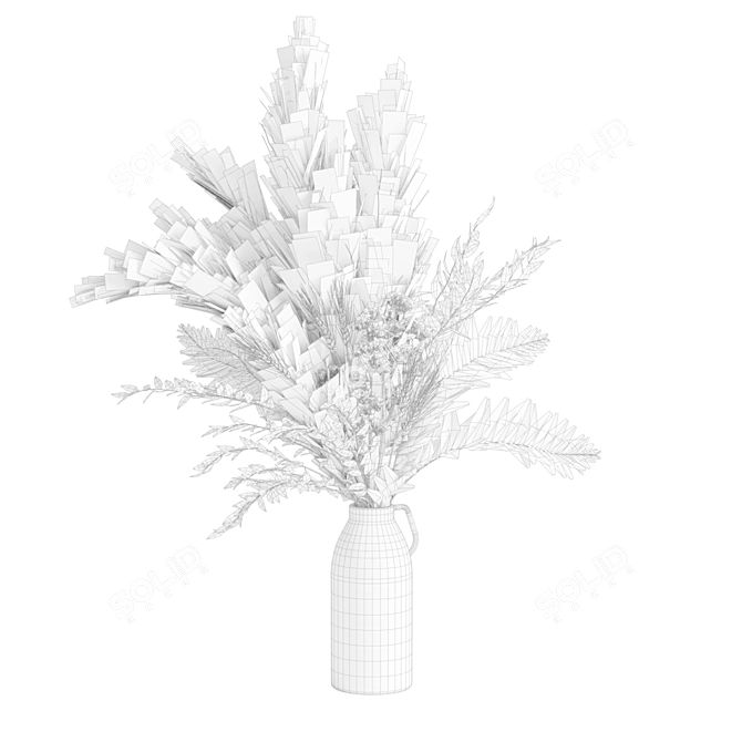 Diverse Plant Arrangement Vase 3D model image 3