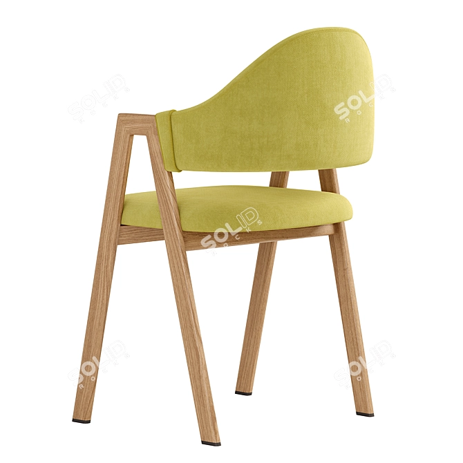 Title: Yellow Linen Curved Dining Chairs 3D model image 4