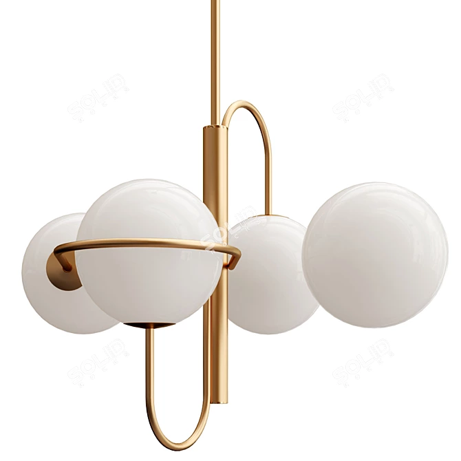 Opal Pendant Light Brass Finish 3D model image 1