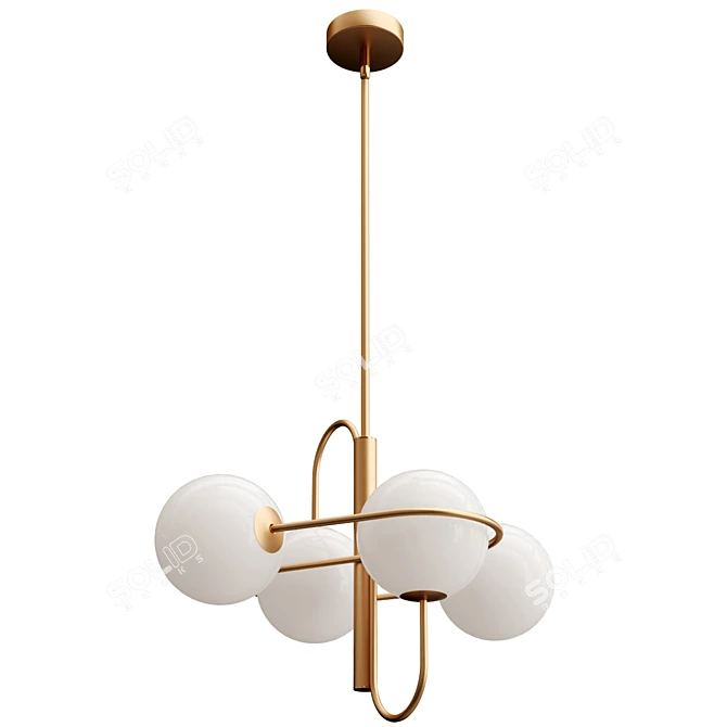 Opal Pendant Light Brass Finish 3D model image 2