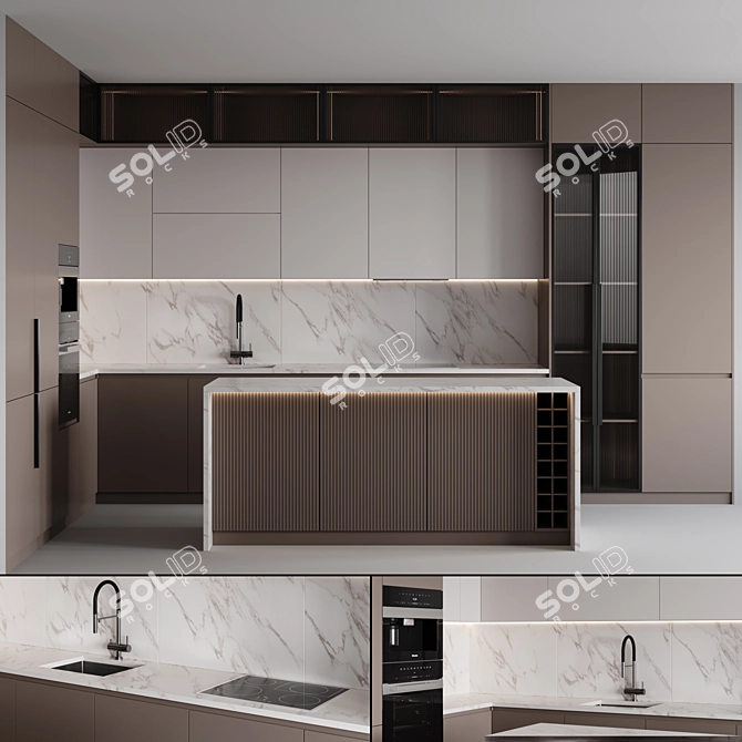 Adjustable Modern 2015 Kitchen 3D model image 1