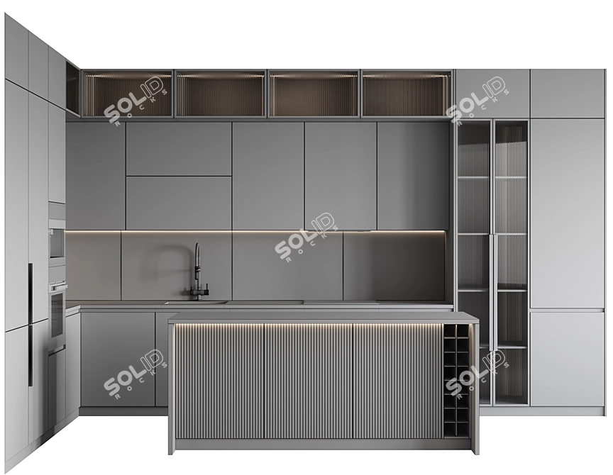 Adjustable Modern 2015 Kitchen 3D model image 6