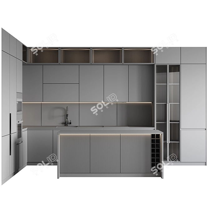 Adjustable Modern 2015 Kitchen 3D model image 7