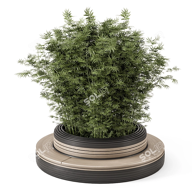 Bamboo Circle Base Outdoor Plants 3D model image 1