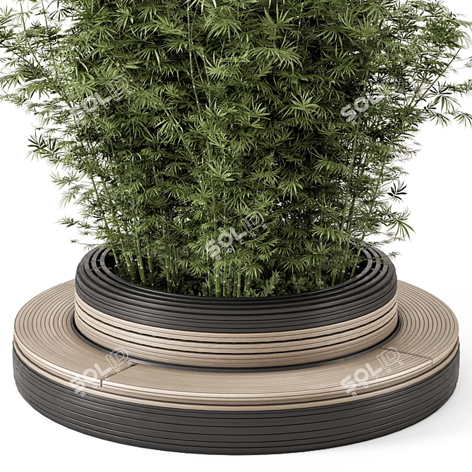 Bamboo Circle Base Outdoor Plants 3D model image 2