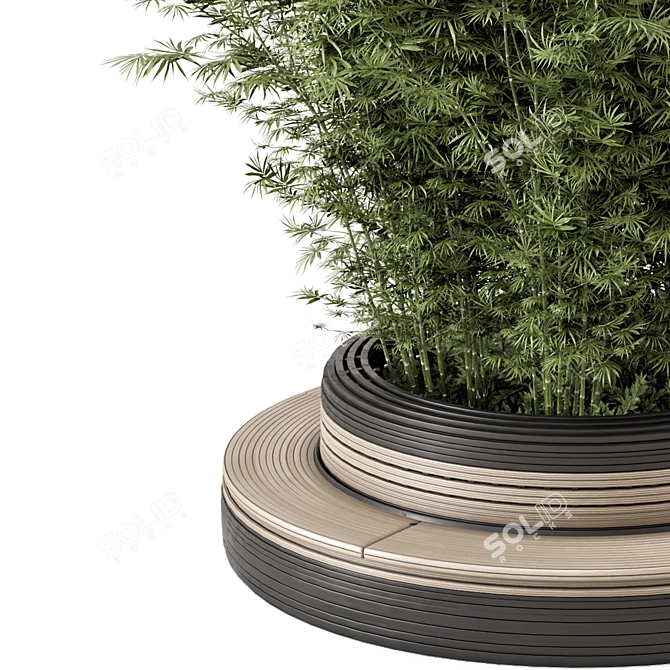 Bamboo Circle Base Outdoor Plants 3D model image 3