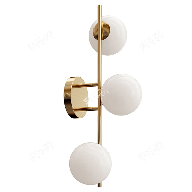 Coro 3-Light Aged Brass Wall Lamp 3D model image 2