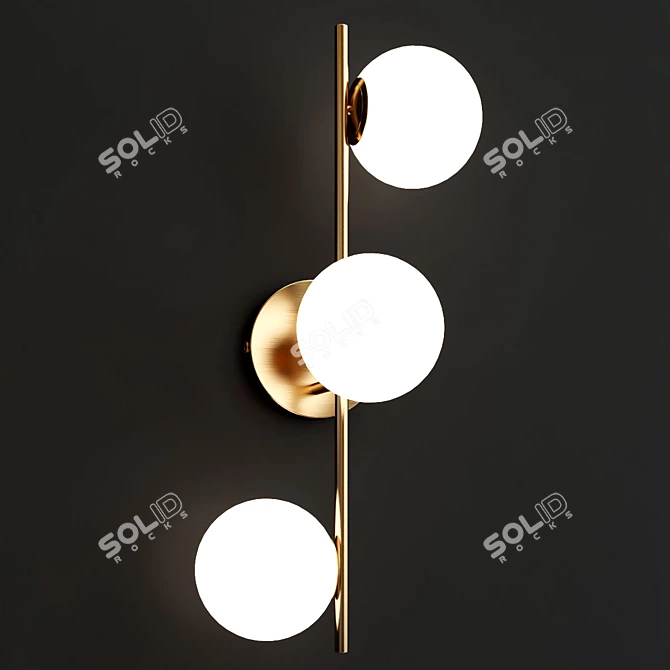 Coro 3-Light Aged Brass Wall Lamp 3D model image 4