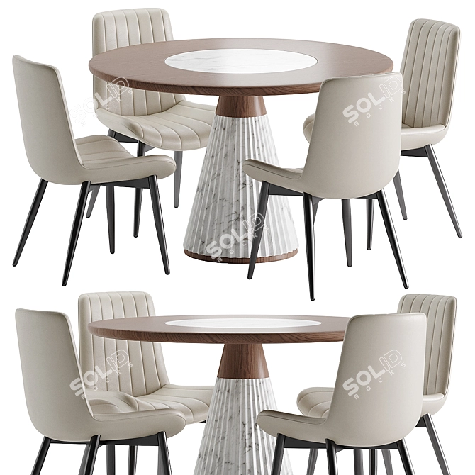 Modern Dining Set 113 Wood/Marble 3D model image 4