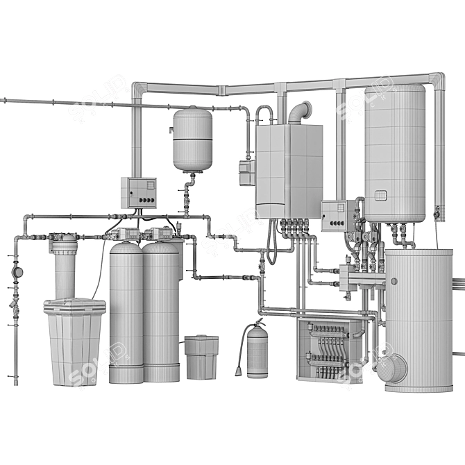 Title: Home Boiler Room Setup Kit 3D model image 4