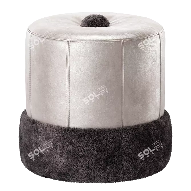 Handcrafted Adonis Leather Pouf 3D model image 2