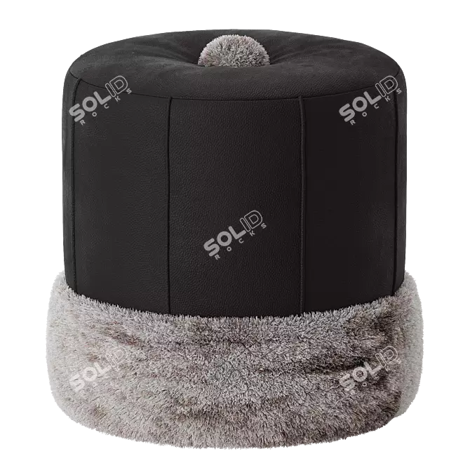 Handcrafted Adonis Leather Pouf 3D model image 3