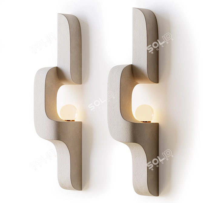 Serpentine Ceramic Wall Sconce 3D model image 1