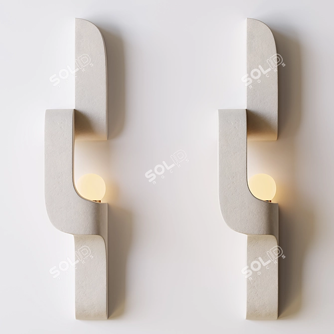 Serpentine Ceramic Wall Sconce 3D model image 2