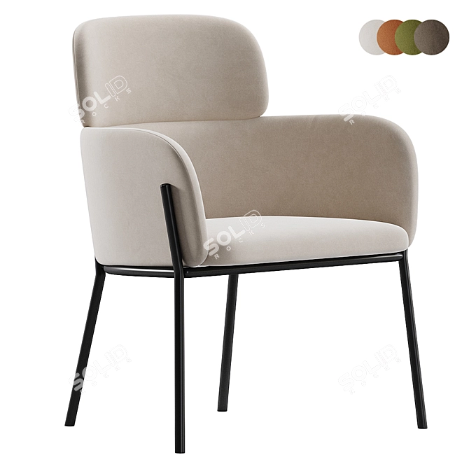 Sleek Azalea Brown Dining Chair 3D model image 1