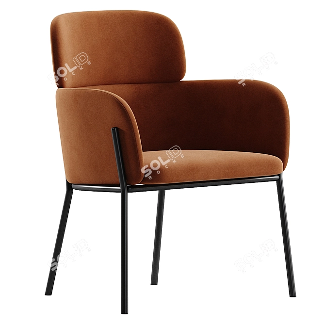 Sleek Azalea Brown Dining Chair 3D model image 2