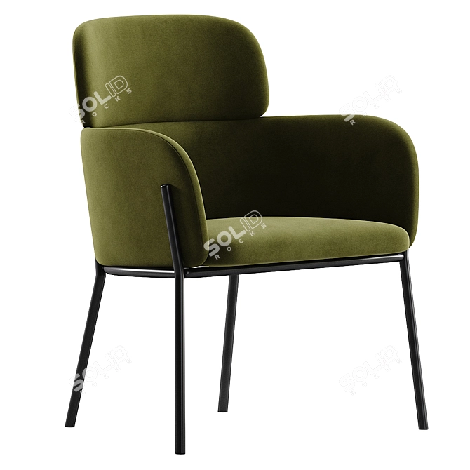 Sleek Azalea Brown Dining Chair 3D model image 3