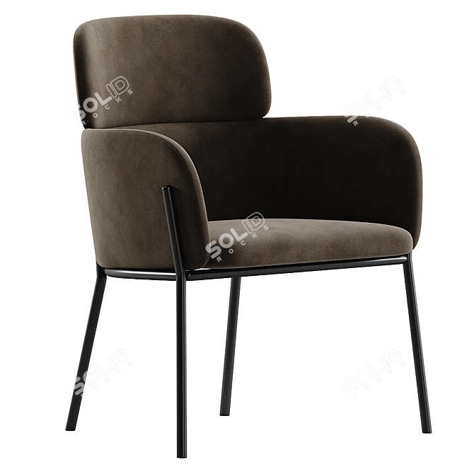 Sleek Azalea Brown Dining Chair 3D model image 4