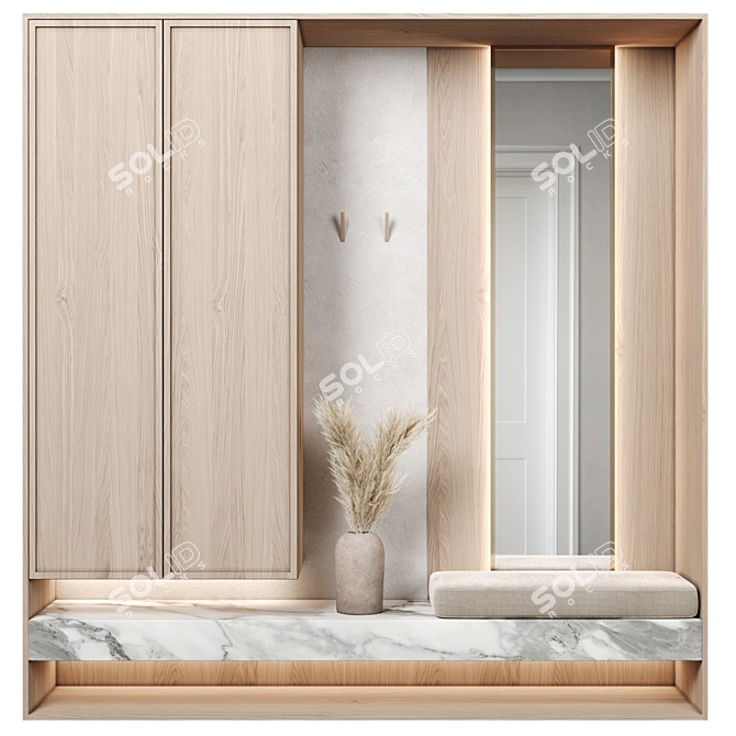 Versatile Hallway Cabinet Set 3D model image 1