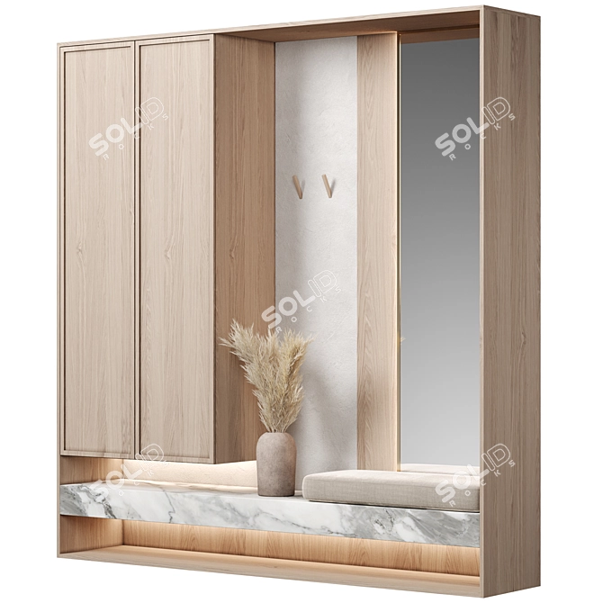 Versatile Hallway Cabinet Set 3D model image 2