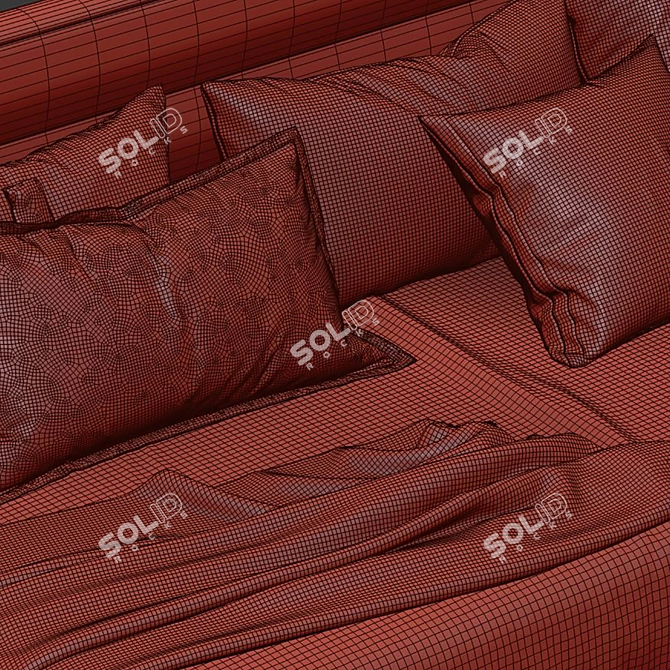 Modern Upholstered Corner Bed Set 3D model image 6