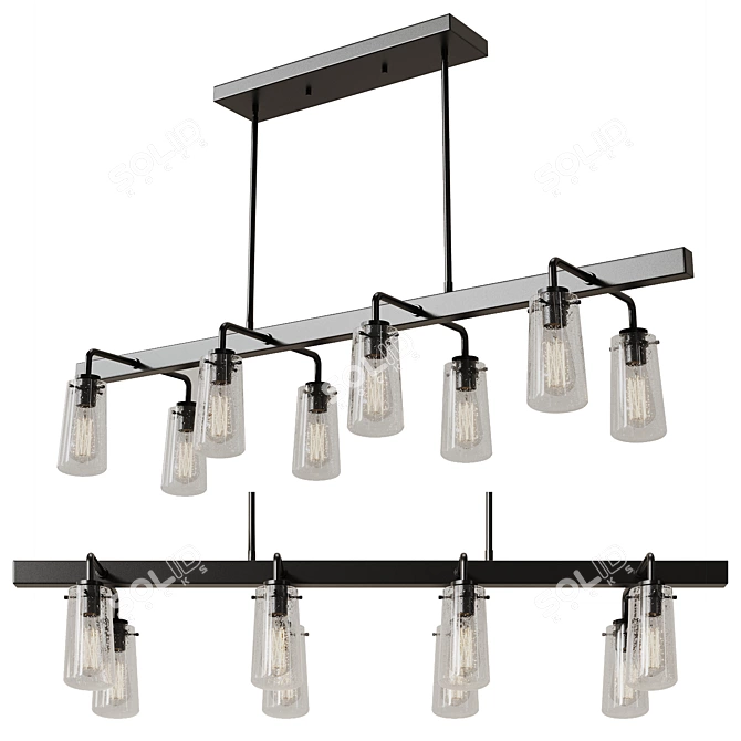 Sleek Modern 6-Light Pendant Chandelier 3D model image 1