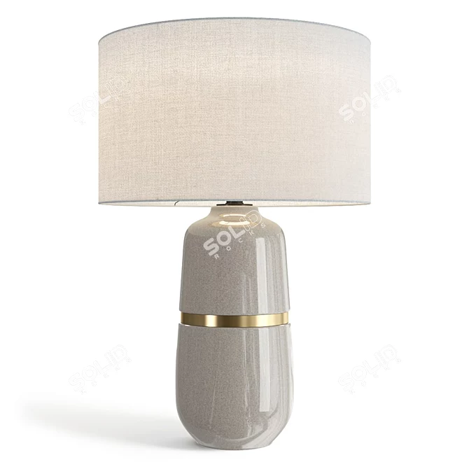 Sleek Banded Ceramic Table Lamp 3D model image 1