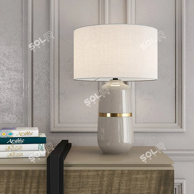 Sleek Banded Ceramic Table Lamp 3D model image 2