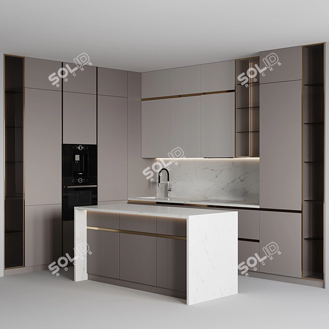 Customizable Modern Kitchen 2015 3D model image 2