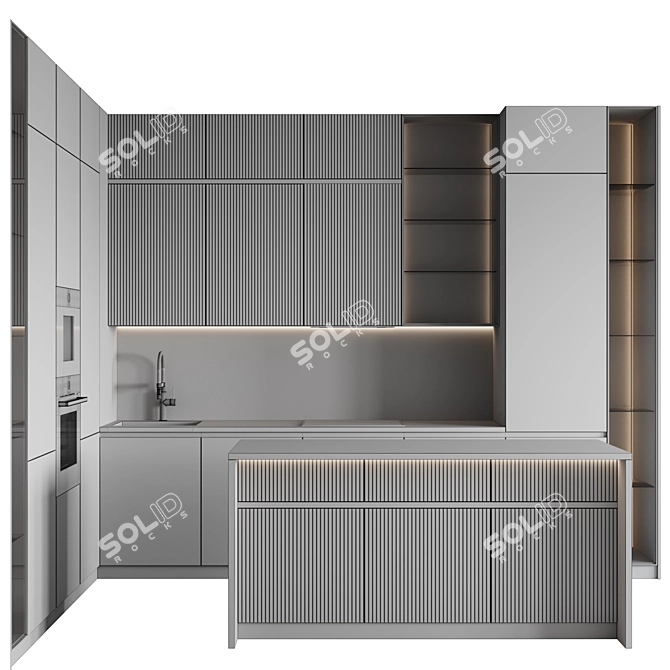 Customizable Modern Kitchen 2015 3D model image 6