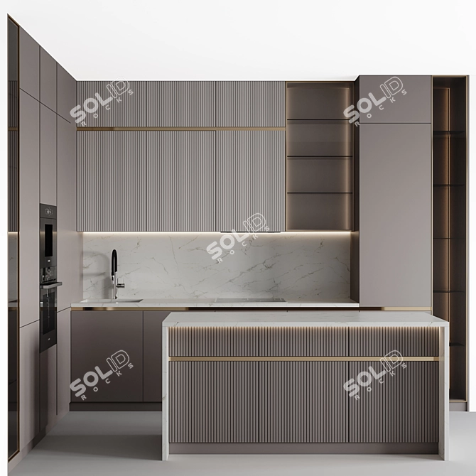 Customizable Modern Kitchen 2015 3D model image 7