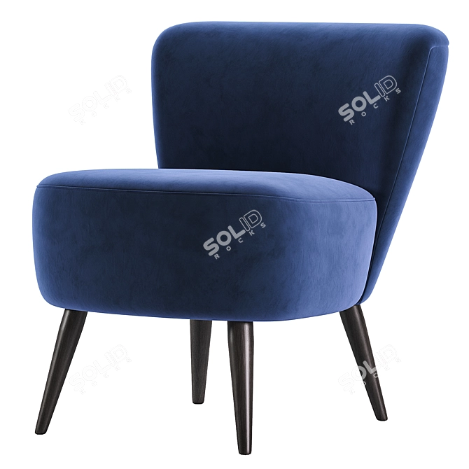 Mid-Century Upholstered Lounge Chair 3D model image 5