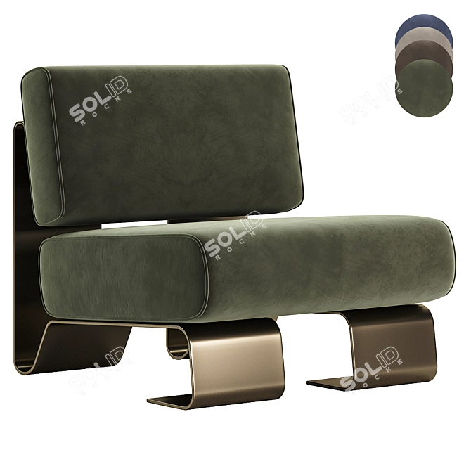 Modern Century Rushmore Brass Armchair 3D model image 1