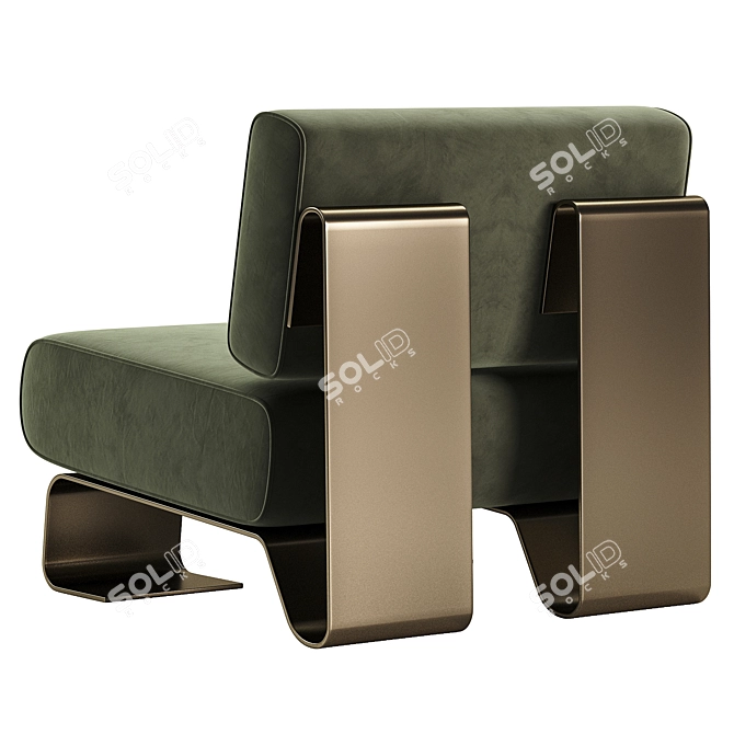 Modern Century Rushmore Brass Armchair 3D model image 6