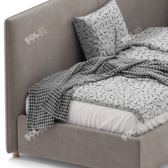 Chic Slipp Bed in Velvet 3D model image 5