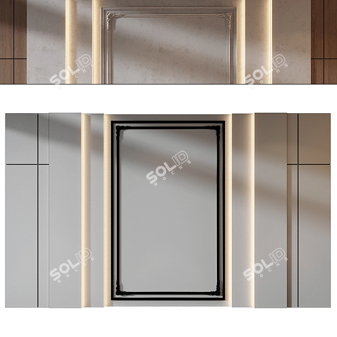 Wood Gypsum Wall Panel Set 3D model image 3