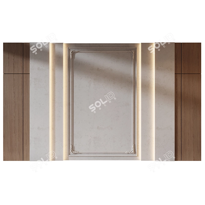 Wood Gypsum Wall Panel Set 3D model image 4