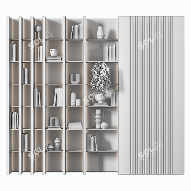 Modular Bookcase Cabinet Shelves 3D 3D model image 5